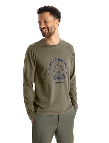 Loden Icebreaker Merino Central Classic T-Shirt Canopy Camper Men's Long Sleeve | AU 1225DFMN